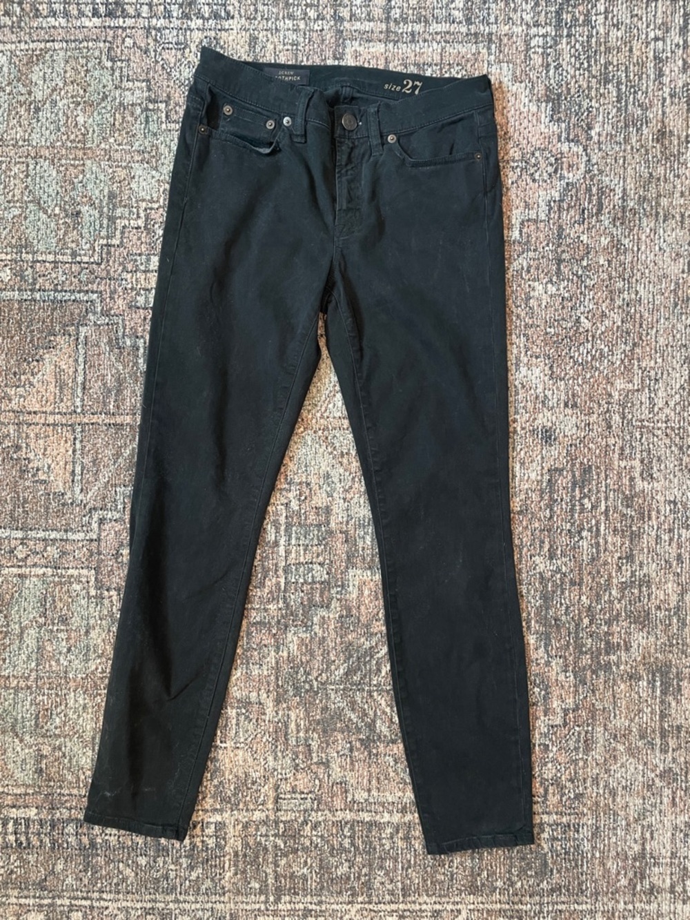 J.Crew Toothpick Jeans 27 Black Sueded Skinny Mid Rise Soft Stretch Denim